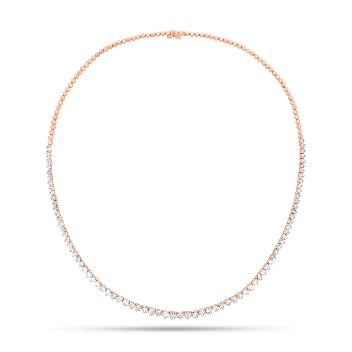 Diamond Tennis Necklace with Gold Beads - 18K gold weighing 18.17 grams - 11 round diamonds weighing 1.64 carats - 22 round diamonds weighing 2.40 carats - 48 round diamonds weighing 2.61 carats