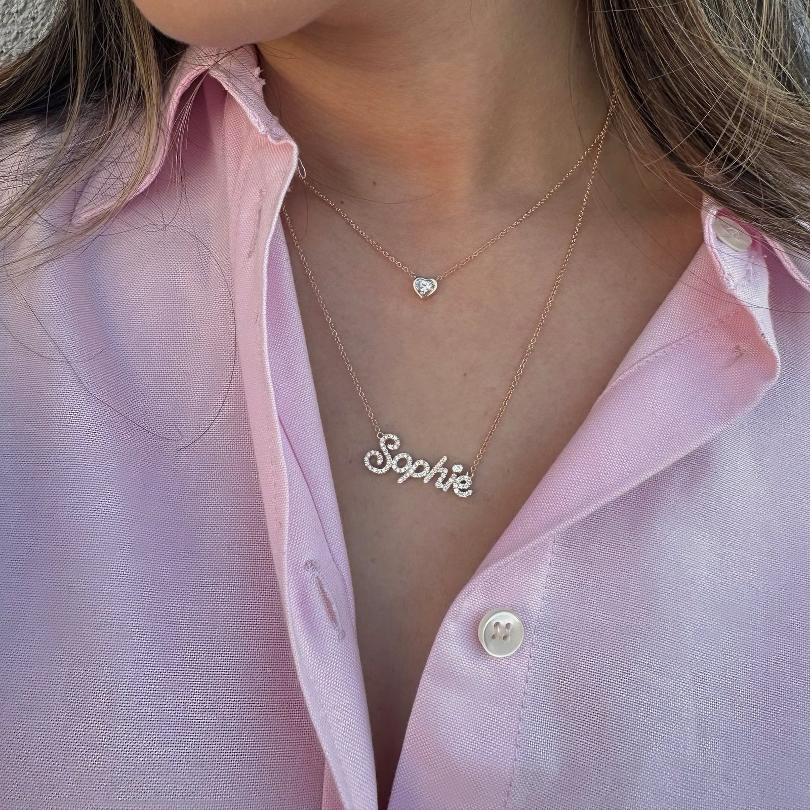 Bezel-set diamond heart pendant necklace - 14K gold weighing 1.95 grams
- 0.36 ct heart-shaped diamond