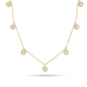 Bezel-Set Diamond Drip Necklace - 14K gold weighing 3.59 grams  - 5 round diamonds weighing 0.89 carats