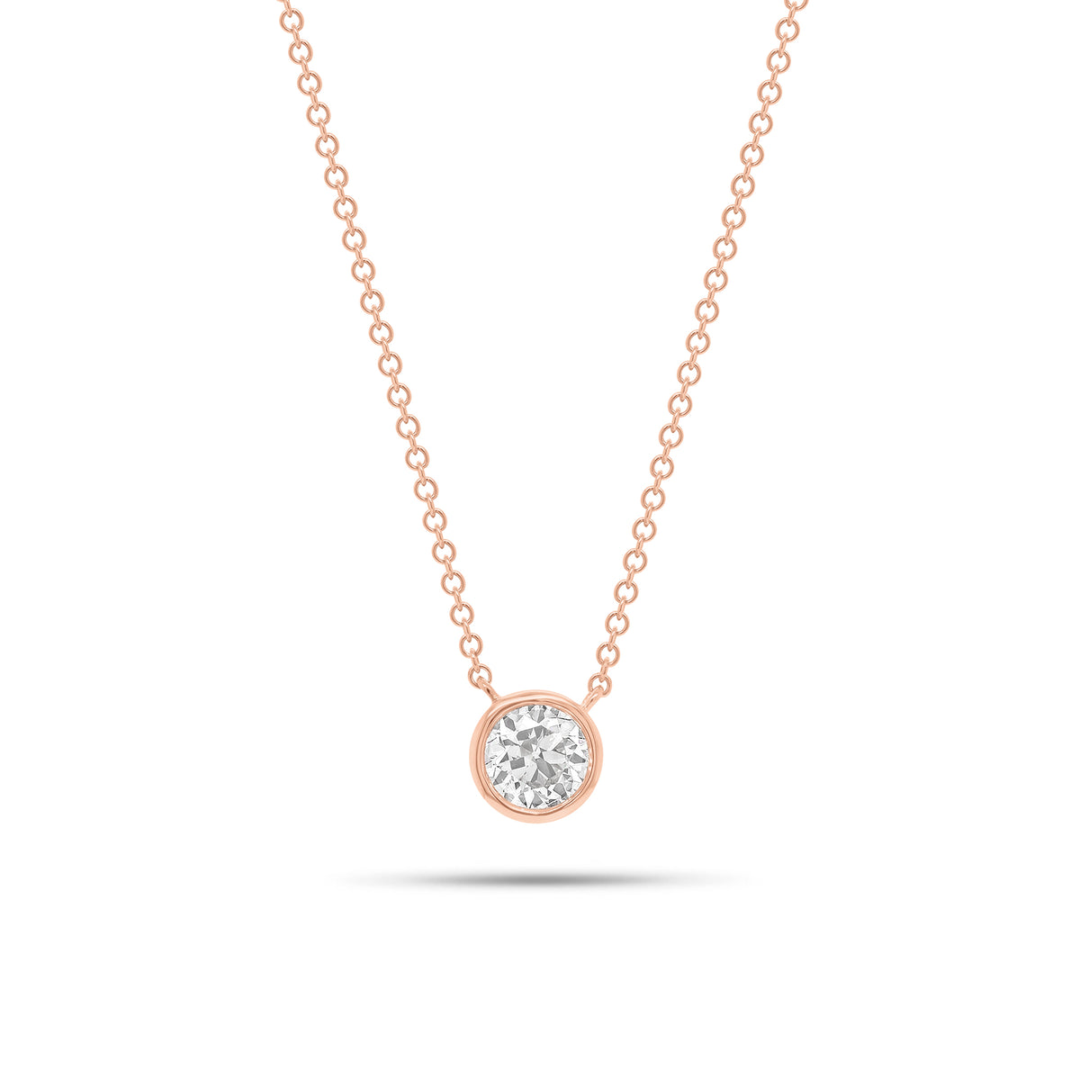 0.57 ct Bezel-Set Diamond Solitaire Pendant - 14K gold weighing 2.12 grams - 0.57 ct round brilliant-cut diamond