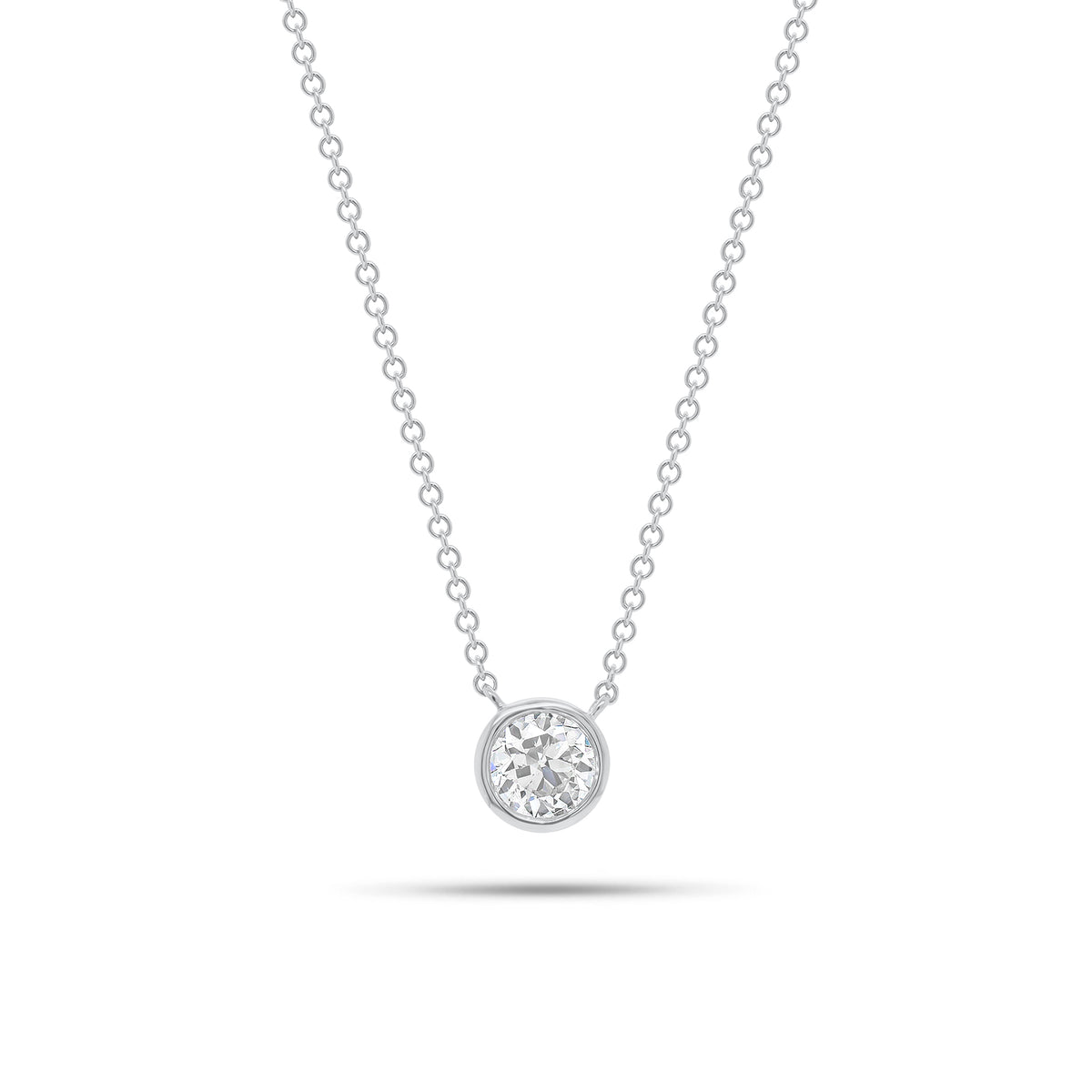 0.57 ct Bezel-Set Diamond Solitaire Pendant - 14K gold weighing 2.12 grams - 0.57 ct round brilliant-cut diamond