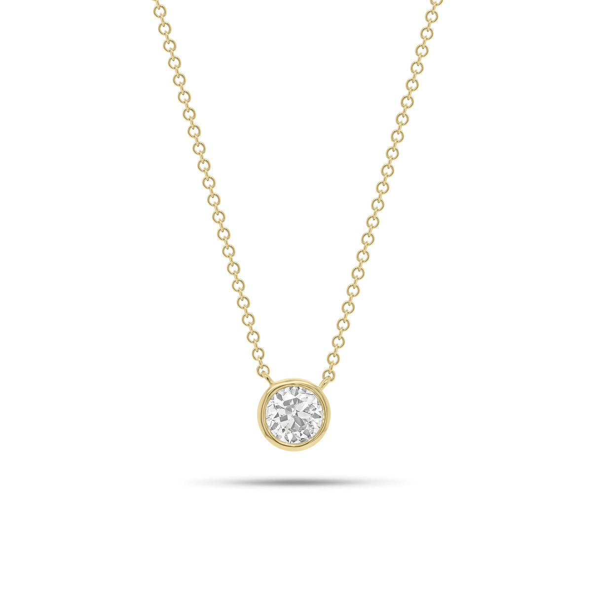 0.57 ct Bezel-Set Diamond Solitaire Pendant - 14K gold weighing 2.12 grams  - 0.57 ct round brilliant-cut diamond