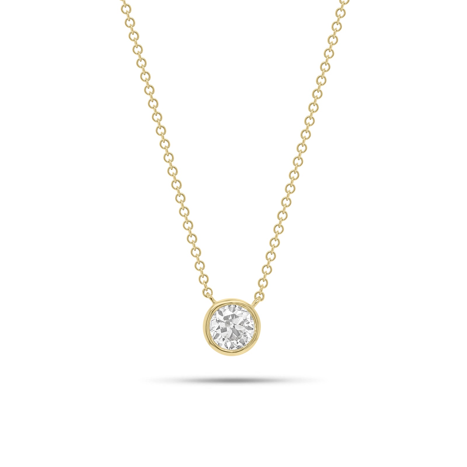 0.57 ct Bezel-Set Diamond Solitaire Pendant - 14K gold weighing 2.12 grams  - 0.57 ct round brilliant-cut diamond