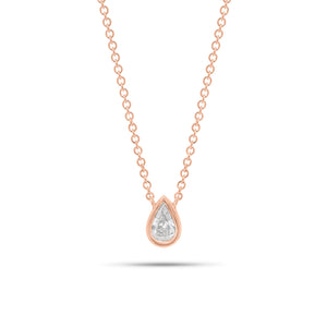 0.33 ct Pear-Shaped Bezel-Set Diamond Pendant - 14K gold weighing 2.25 grams - 0.33 ct pear-shaped diamond