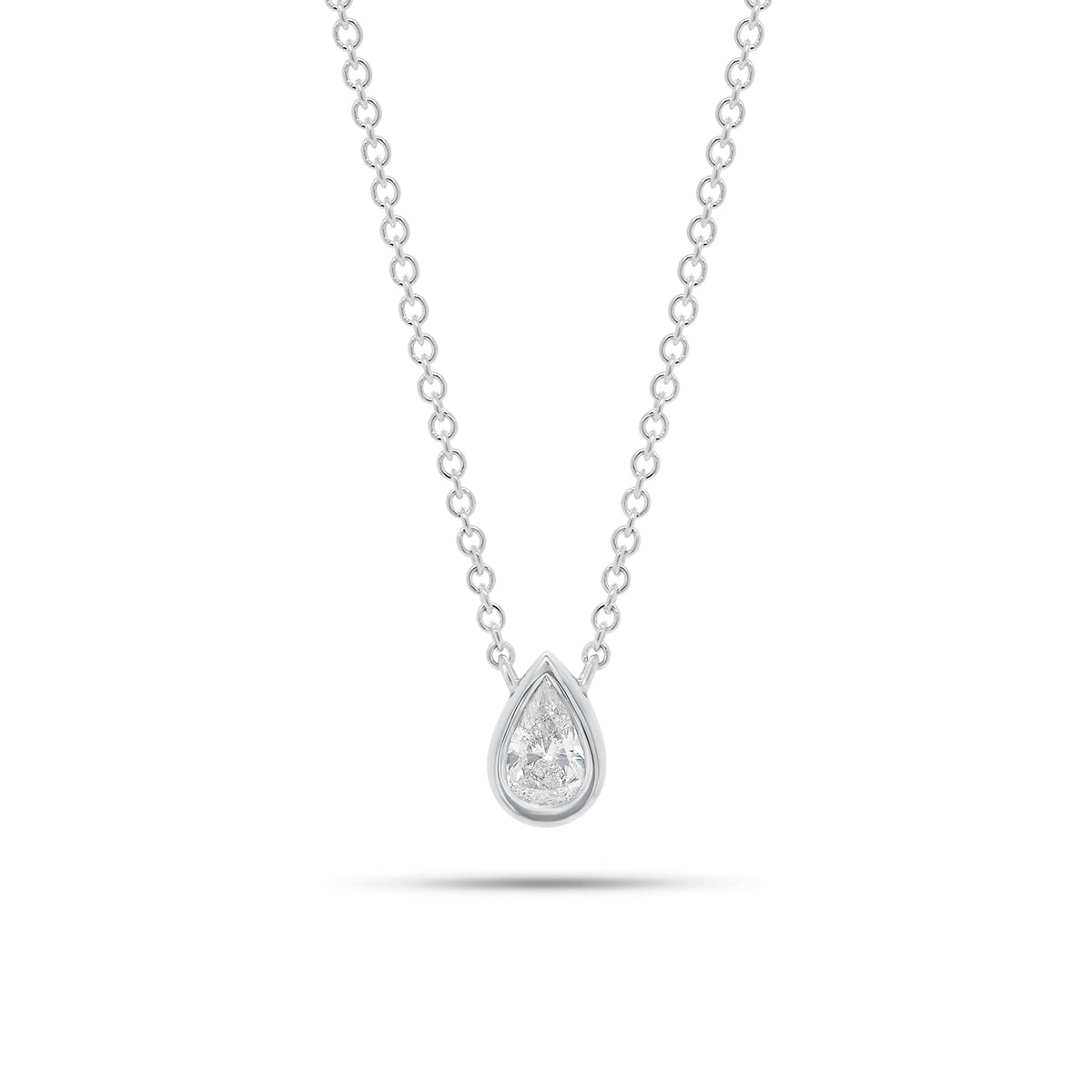 0.33 ct Pear-Shaped Bezel-Set Diamond Pendant - 14K gold weighing 2.25 grams - 0.33 ct pear-shaped diamond