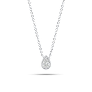 0.33 ct Pear-Shaped Bezel-Set Diamond Pendant - 14K gold weighing 2.25 grams - 0.33 ct pear-shaped diamond