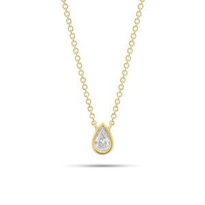 0.33 ct Pear-Shaped Bezel-Set Diamond Pendant - 14K gold weighing 2.25 grams  - 0.33 ct pear-shaped diamond