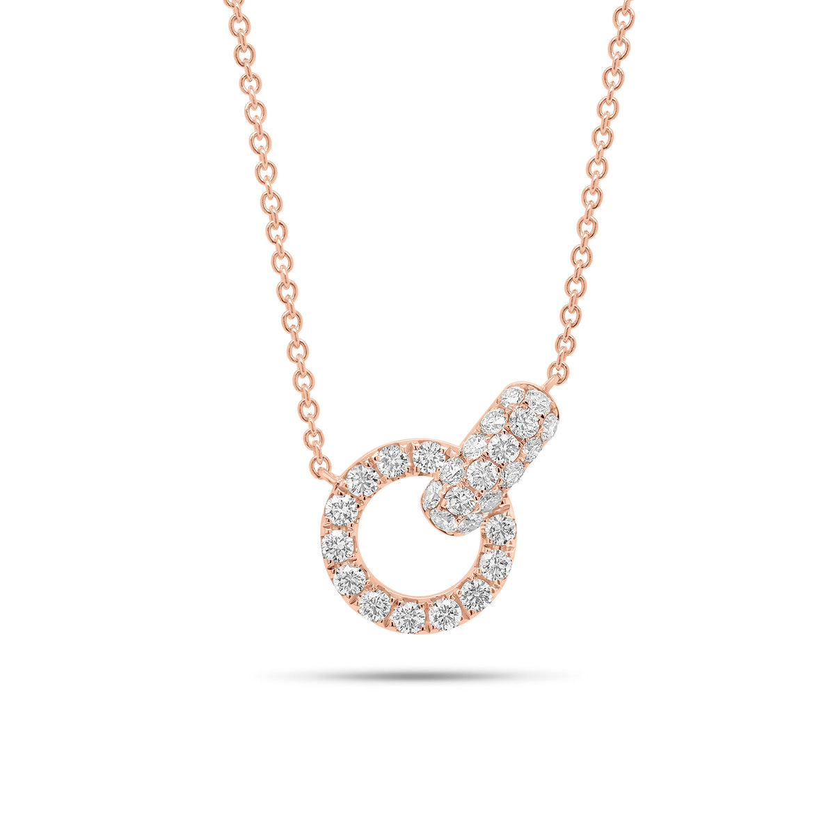 Diamond Circle & Link Necklace - 14K gold weighing 4.55 grams - 30 round diamonds weighing 0.83 carats