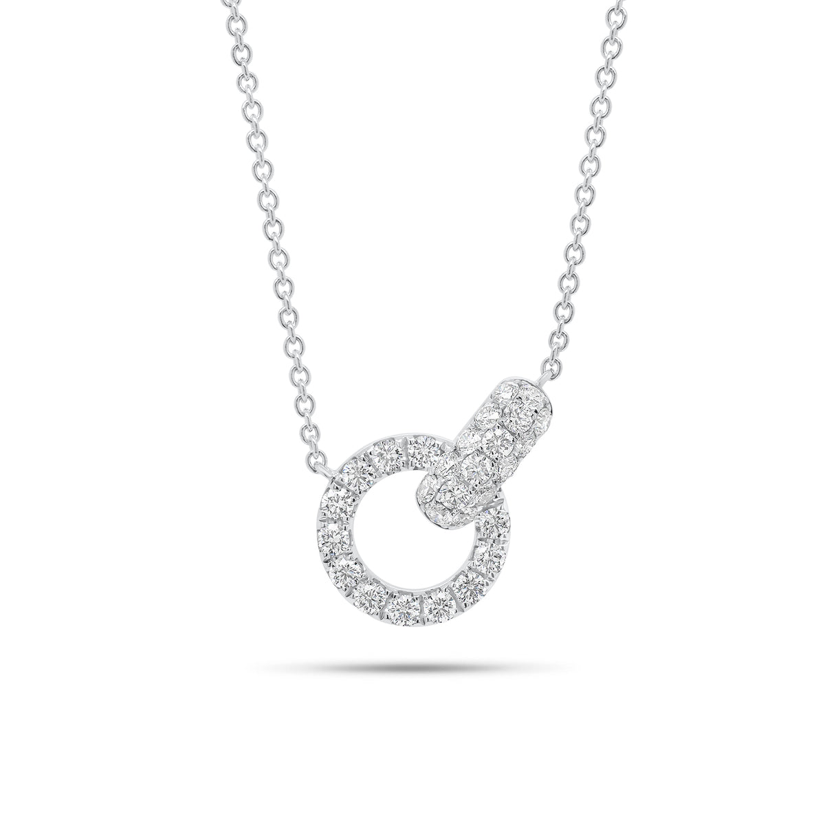 Diamond Circle & Link Necklace - 14K gold weighing 4.55 grams  - 30 round diamonds weighing 0.83 carats