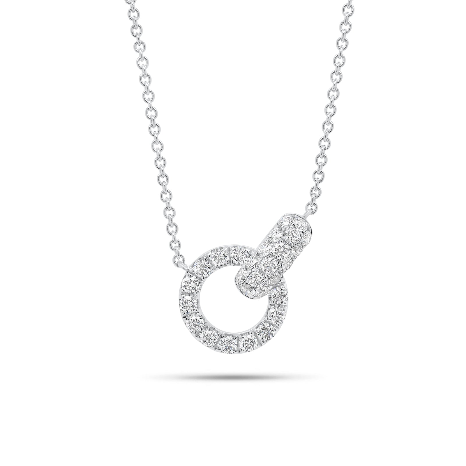Diamond Circle & Link Necklace - 14K gold weighing 4.55 grams  - 30 round diamonds weighing 0.83 carats