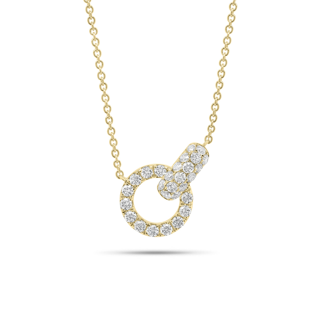 Diamond Circle & Link Necklace - 14K gold weighing 4.55 grams - 30 round diamonds weighing 0.83 carats