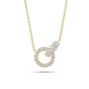 Diamond Circle & Link Necklace - 14K gold weighing 4.55 grams - 30 round diamonds weighing 0.83 carats