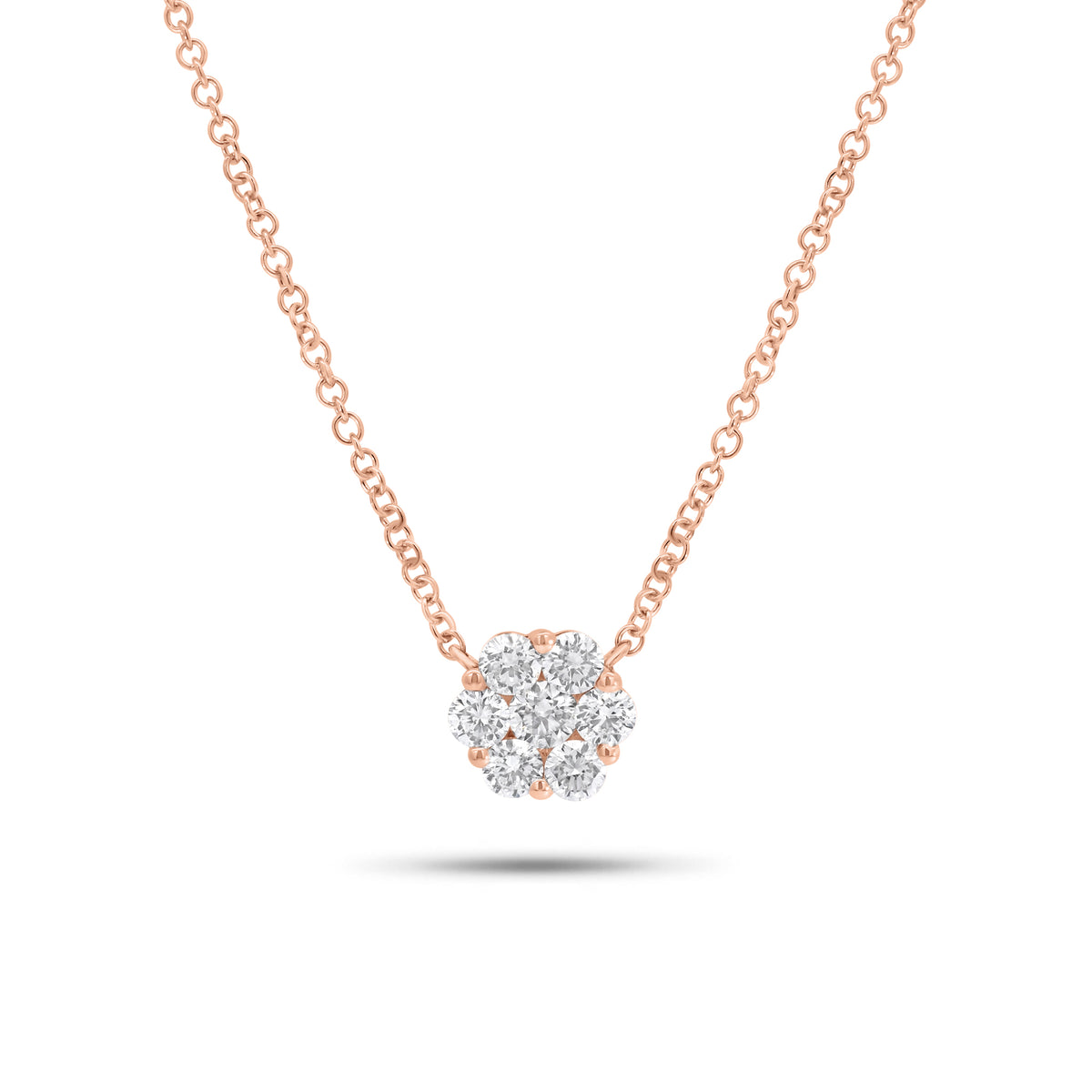 0.43 ct diamond cluster pendant necklace - 14K gold weighing 1.73 grams
- 7 round diamonds weighing 0.43 carats