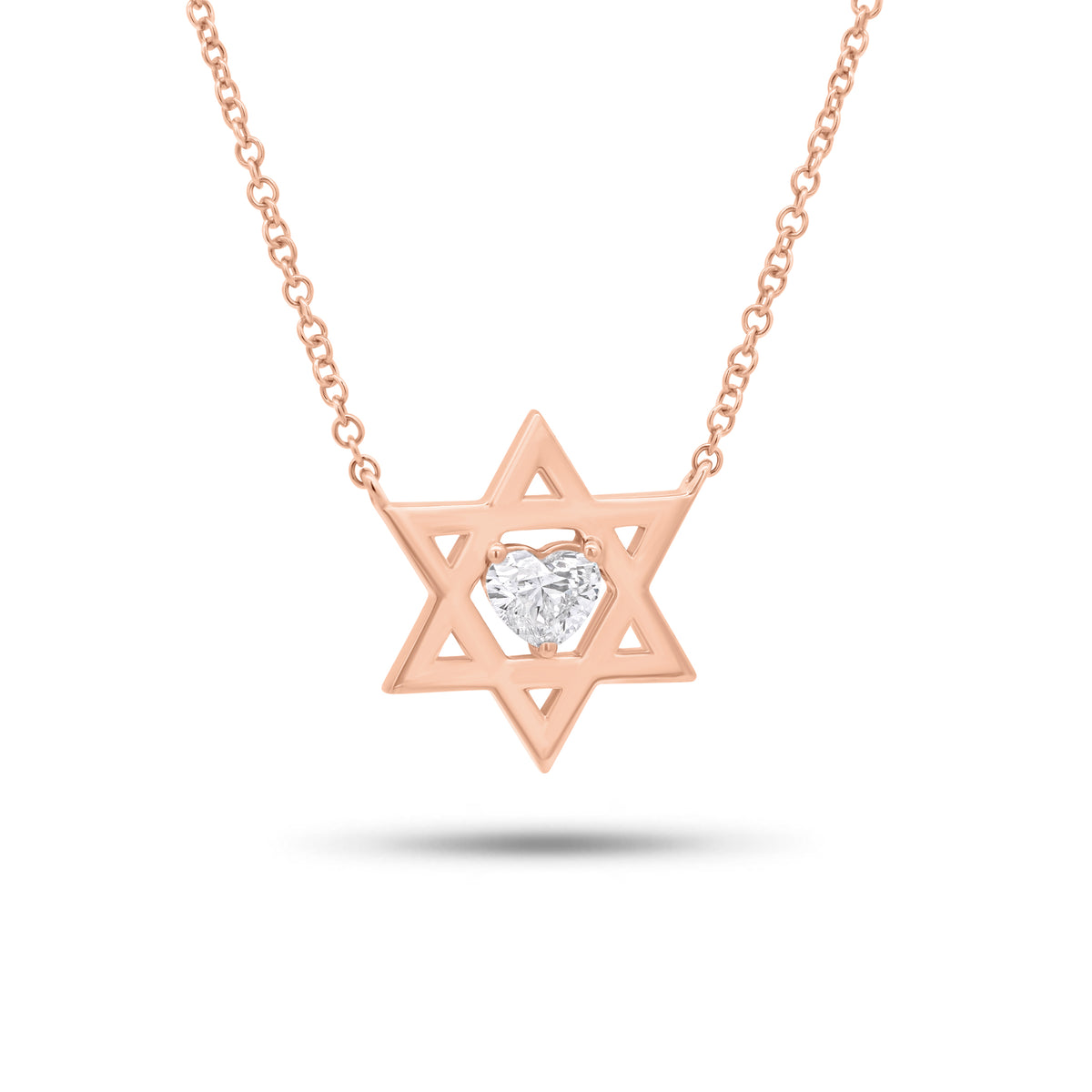 Gold star of david pendant with diamond heart - 14K gold weighing 2.65 grams
- 0.25 ct heart-shaped diamond