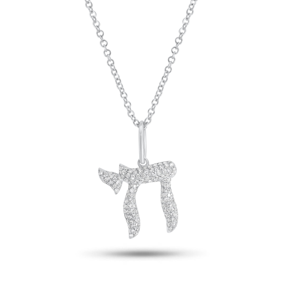 Pave diamond chai hebrew pendant- 14K gold weighing 2.60 grams
- 135 round diamonds weighing 0.23 carats chai hebrew pendant 