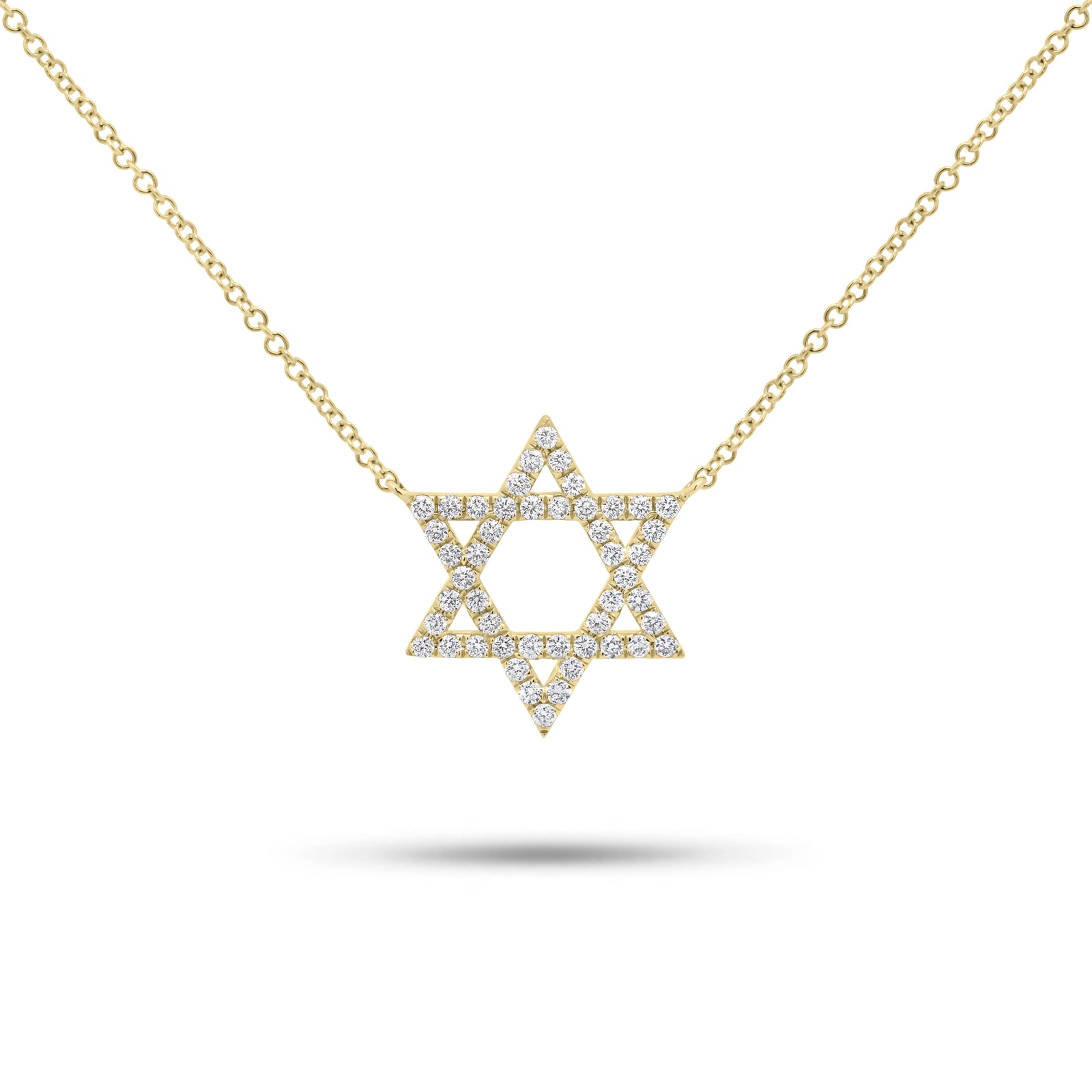 0.37 ct Diamond Star of David Pendant Necklace - 14K gold weighing 2.30 grams  - 48 round diamonds weighing 0.37 carats
