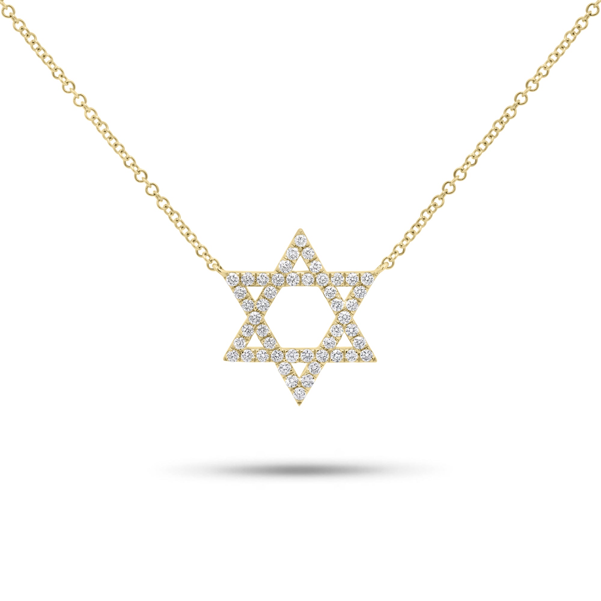 0.37 ct Diamond Star of David Pendant Necklace - 14K gold weighing 2.30 grams  - 48 round diamonds weighing 0.37 carats