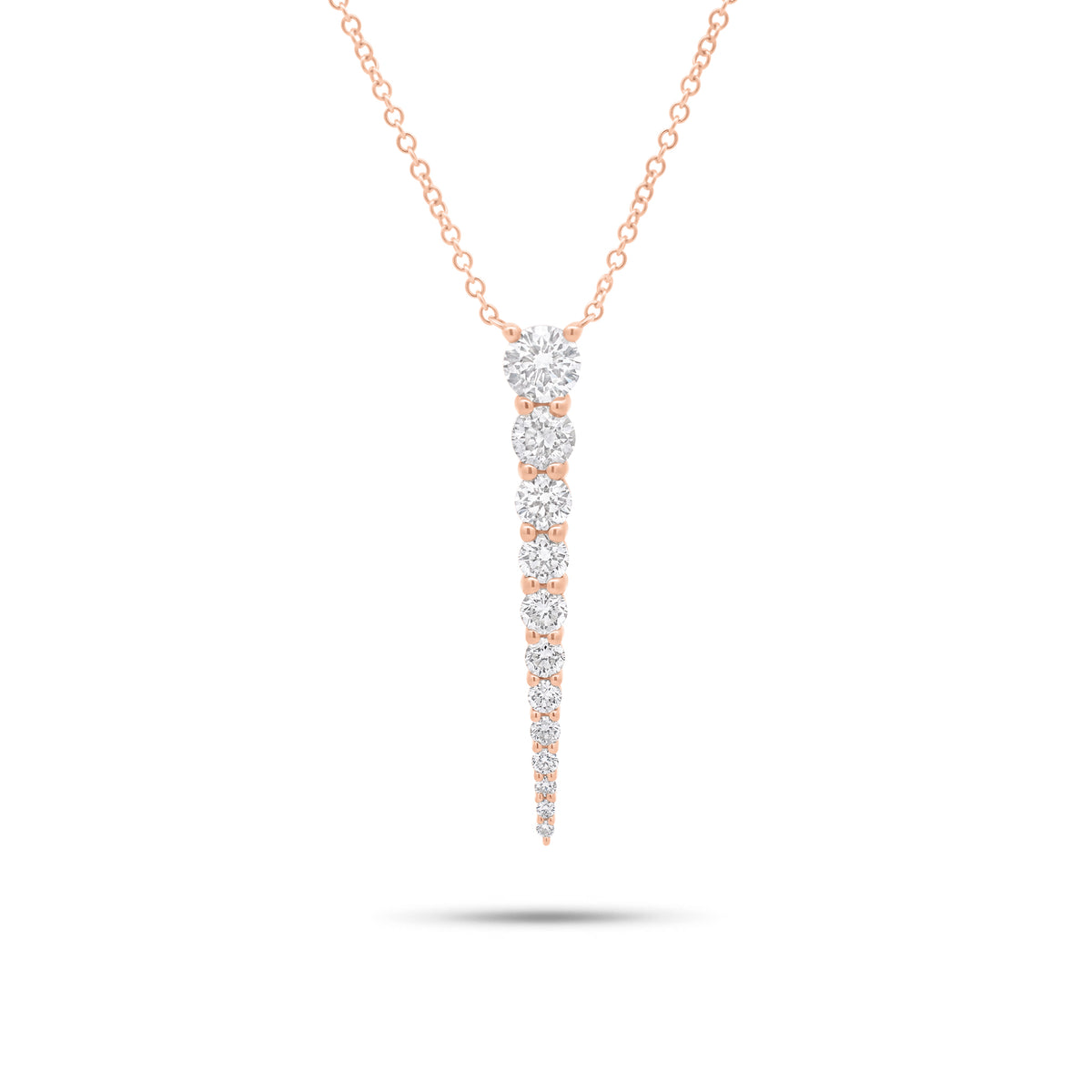 Diamond Spike Pendant Necklace - 14K gold weighing 3.04 grams - 12 round diamonds weighing 0.86 carats
