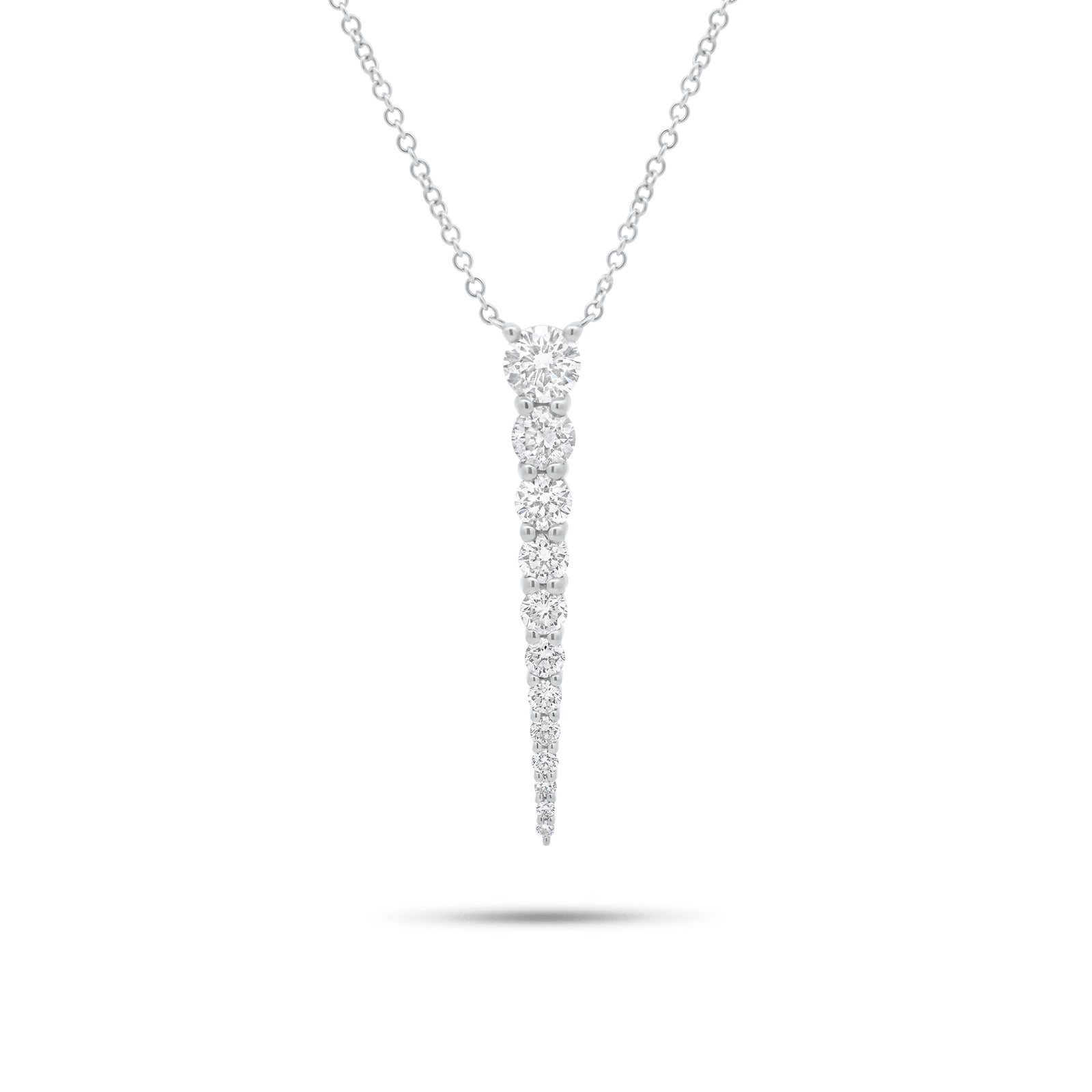 Diamond Spike Pendant Necklace - 14K gold weighing 3.04 grams - 12 round diamonds weighing 0.86 carats