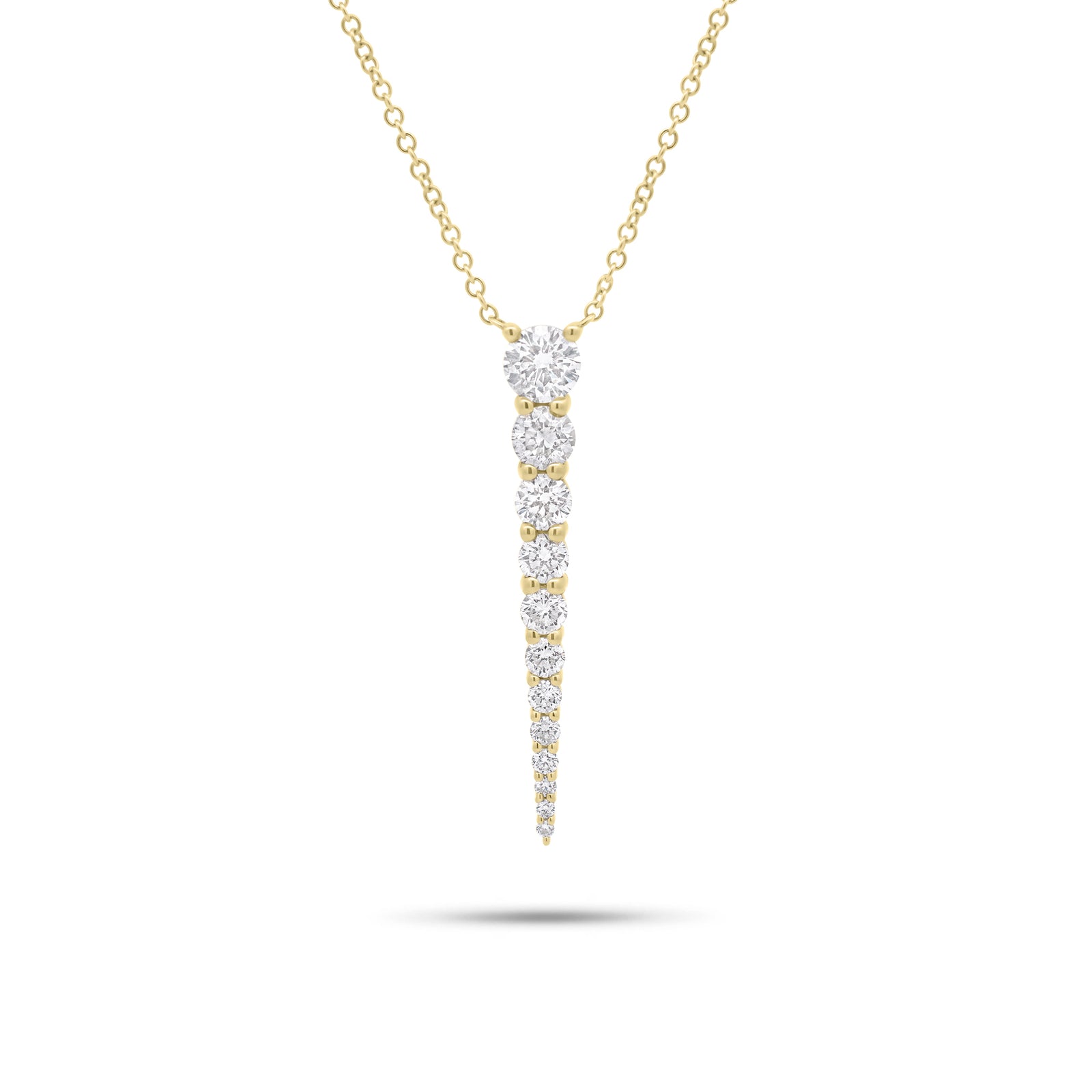 Diamond Spike Pendant Necklace - 14K gold weighing 3.04 grams - 12 round diamonds weighing 0.86 carats