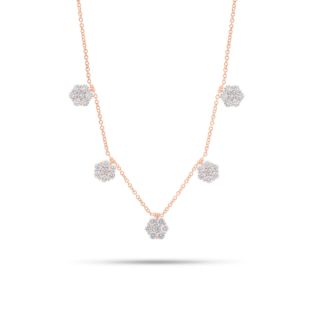 Diamond Flower Drops Necklace