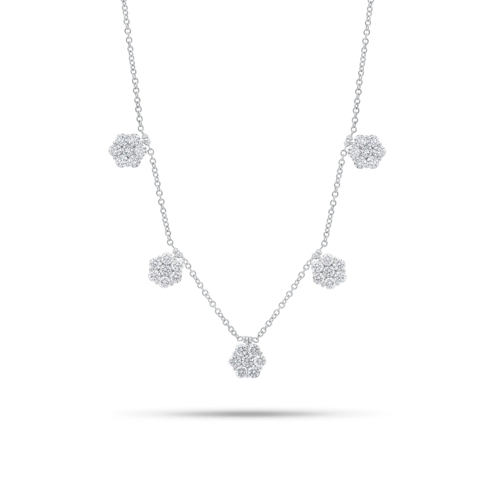 Diamond Flower Drops Necklace