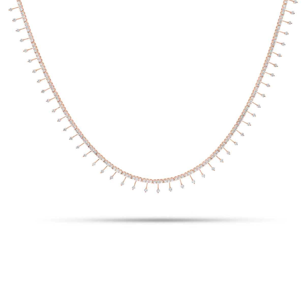 Diamond Drip Tennis Necklace - 18K gold weighing 19.00 grams - 308 round diamonds weighing 5.51 carats