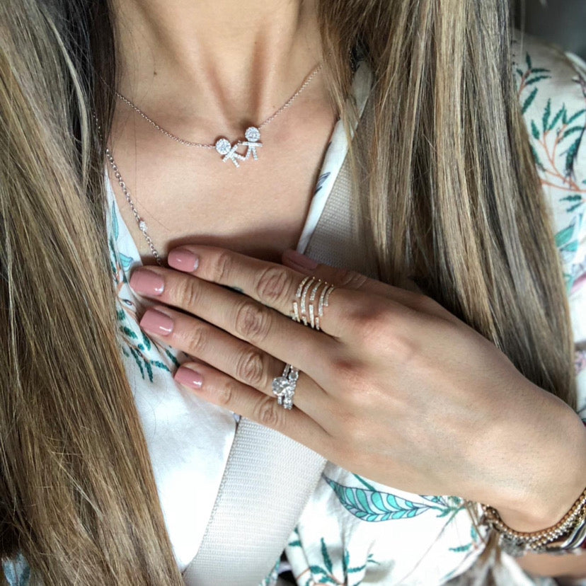 Diamond Stick Figure Girl Necklace