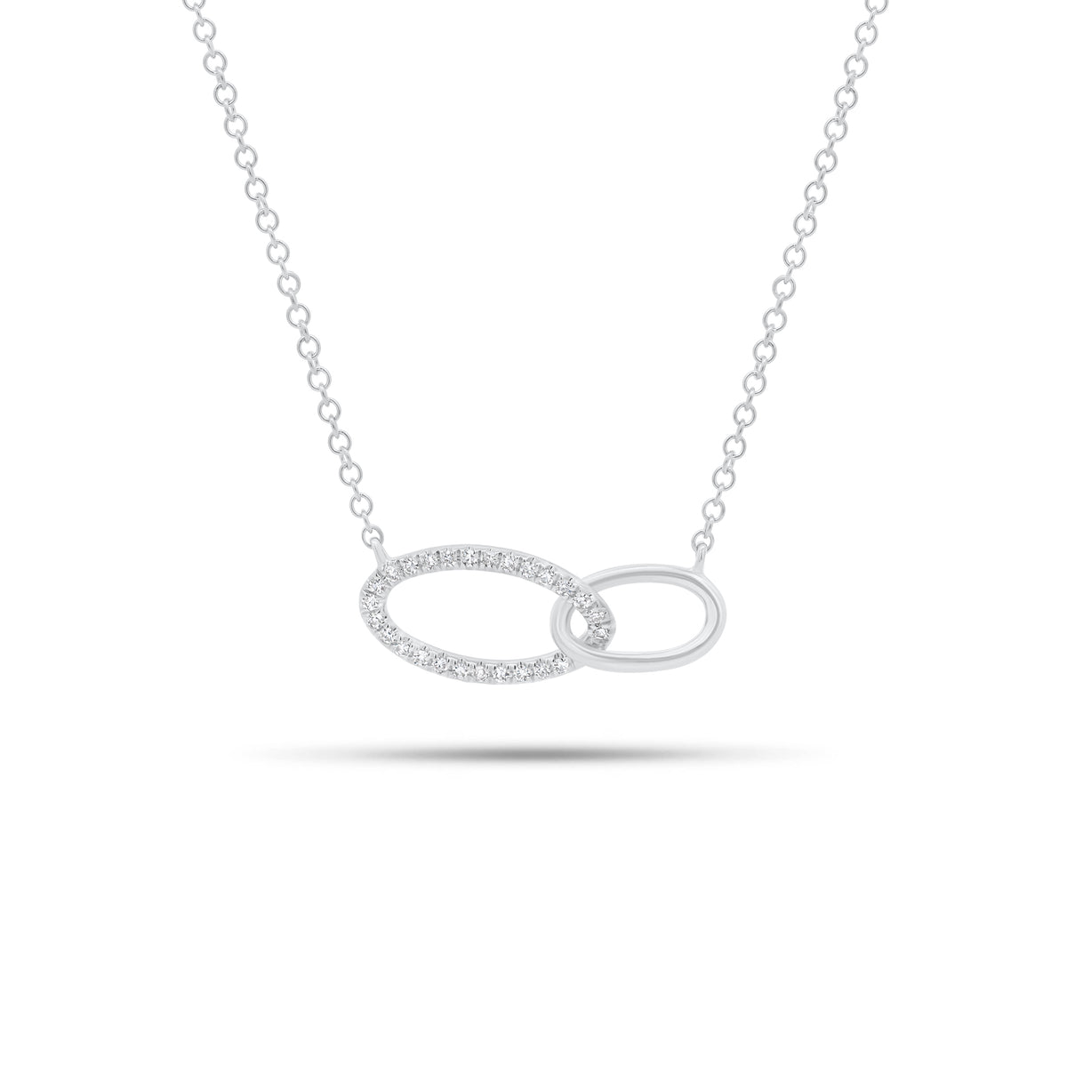 Diamond Linked Ovals Pendant Necklace - 14K gold weighing 1.78 grams - 27 round diamonds weighing 0.07 carats
