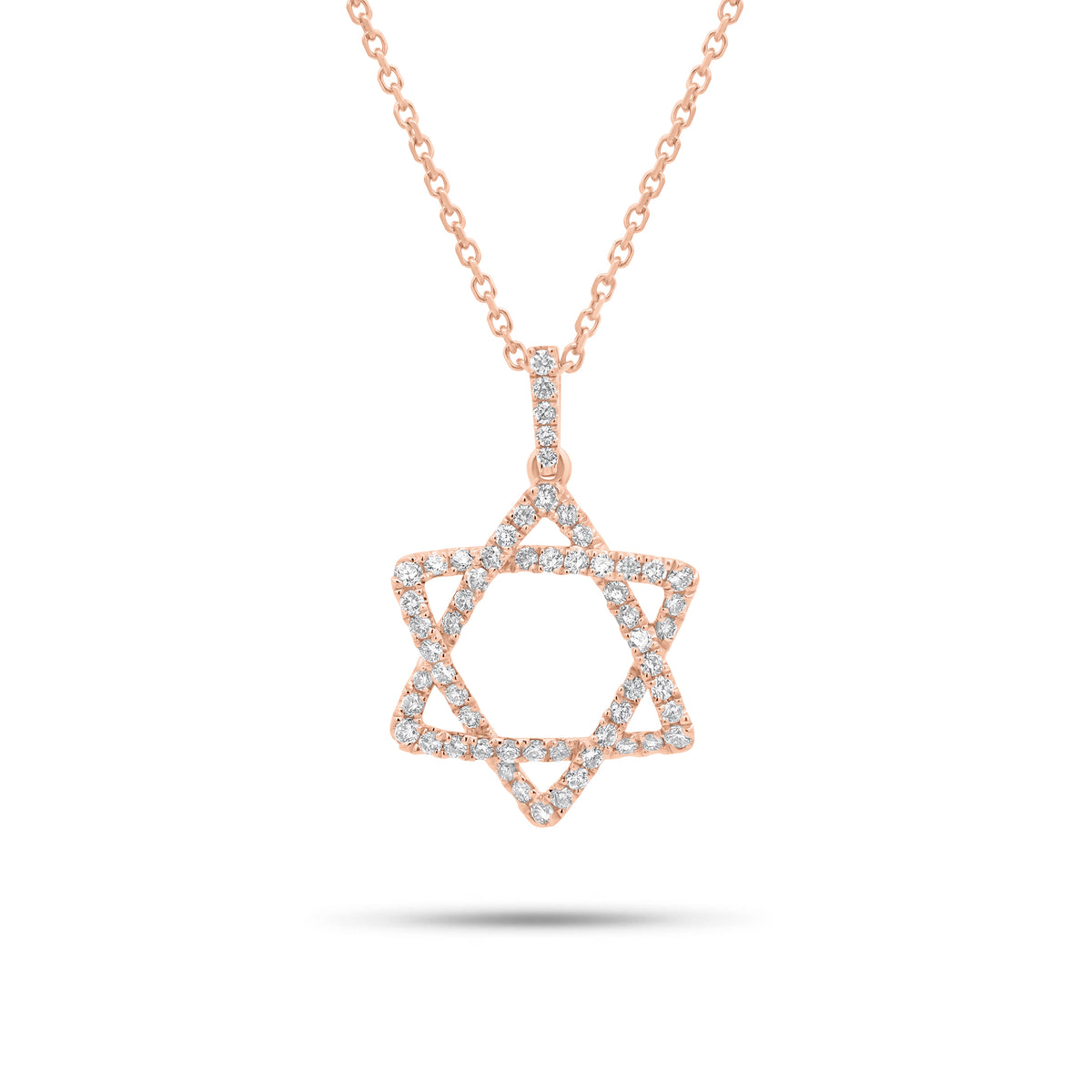 0.37 ct Diamond Star of David Pendant - 18K gold weighing 1.43 grams - 14K gold weighing 1.60 grams - 59 round diamonds weighing 0.37 carats