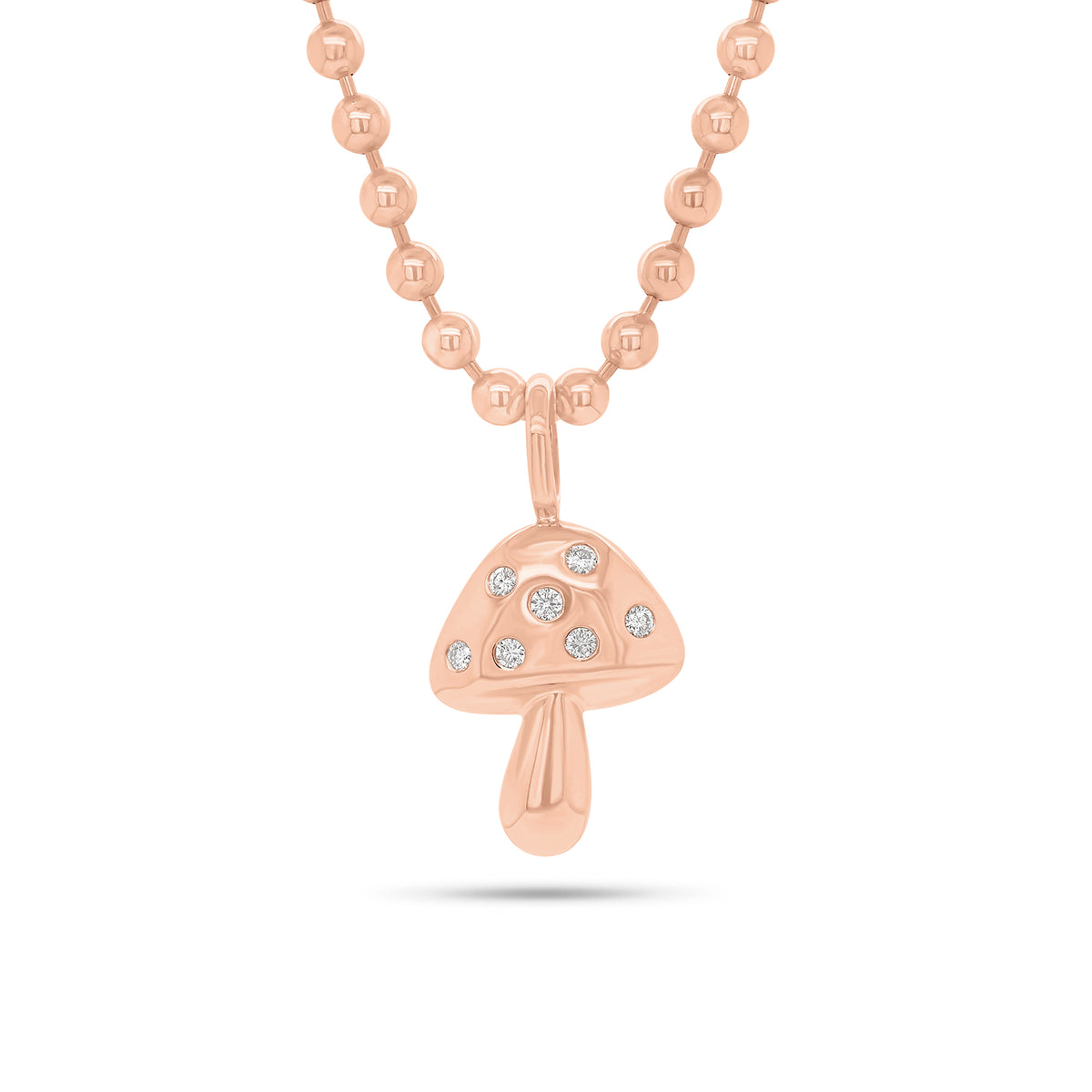 Diamond Mushroom Pendant - 14K gold weighing 2.45 grams - 7 round diamonds weighing 0.15 carats