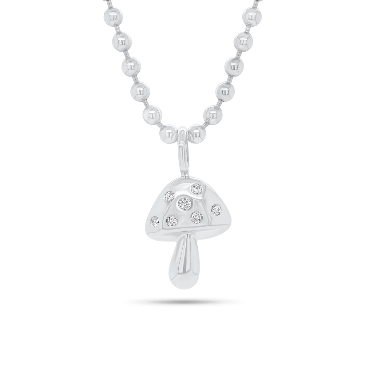 Diamond Mushroom Pendant - 14K gold weighing 2.45 grams - 7 round diamonds weighing 0.15 carats