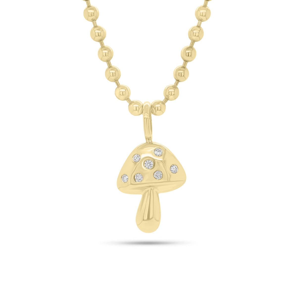 Diamond Mushroom Pendant - 14K gold weighing 2.45 grams  - 7 round diamonds weighing 0.15 carats