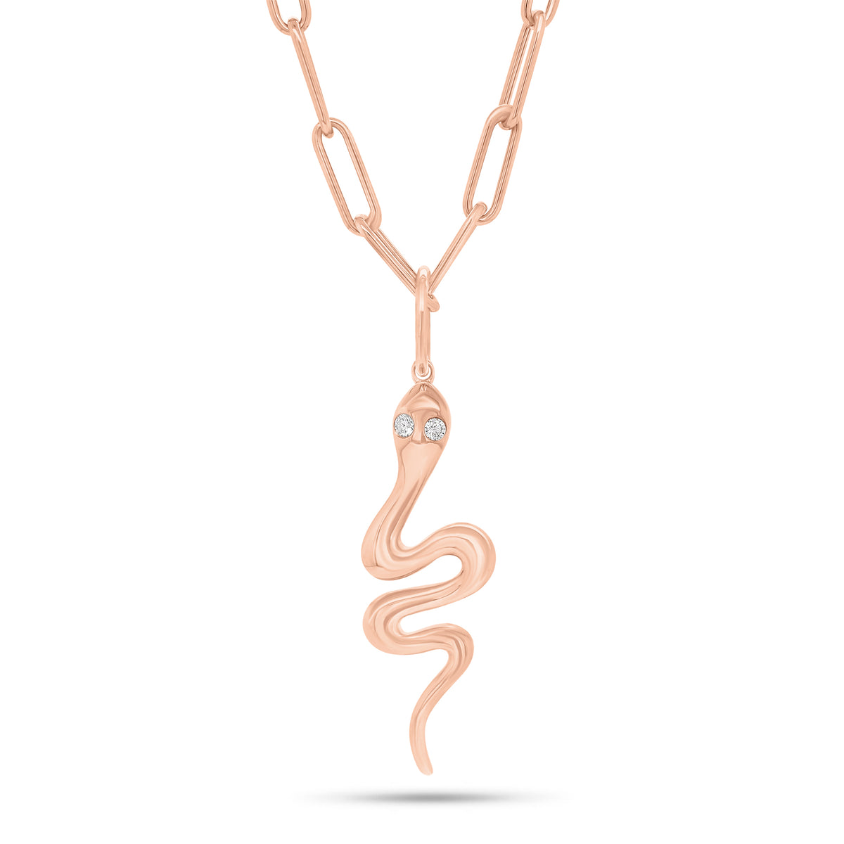 Diamond Snake Pendant - 14K gold weighing 1.84 grams  - 2 round diamonds weighing 0.04 carats