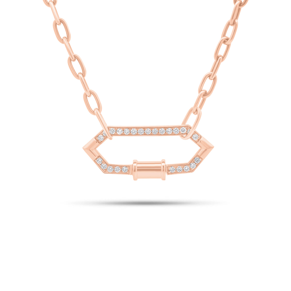 Diamond Wide Hexagon Necklace - 14K gold weighing 10.76 grams - 25 round diamonds weighing 0.20 carats