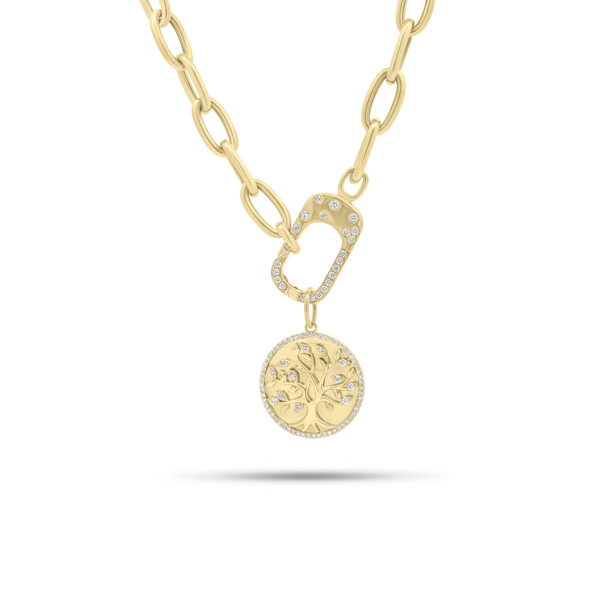 Diamond Clasp Necklace - 14K gold weighing 18.03 grams - 24 round diamonds weighing 0.27 carats