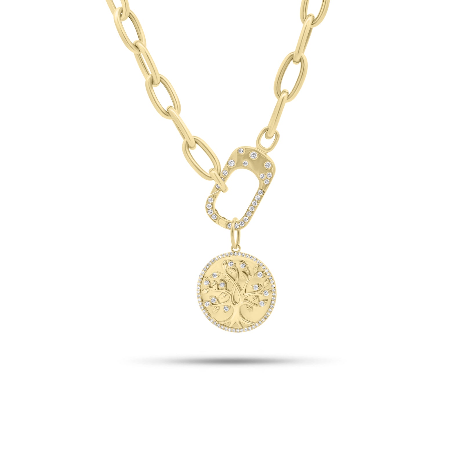 Diamond Clasp Necklace - 14K gold weighing 18.03 grams - 24 round diamonds weighing 0.27 carats