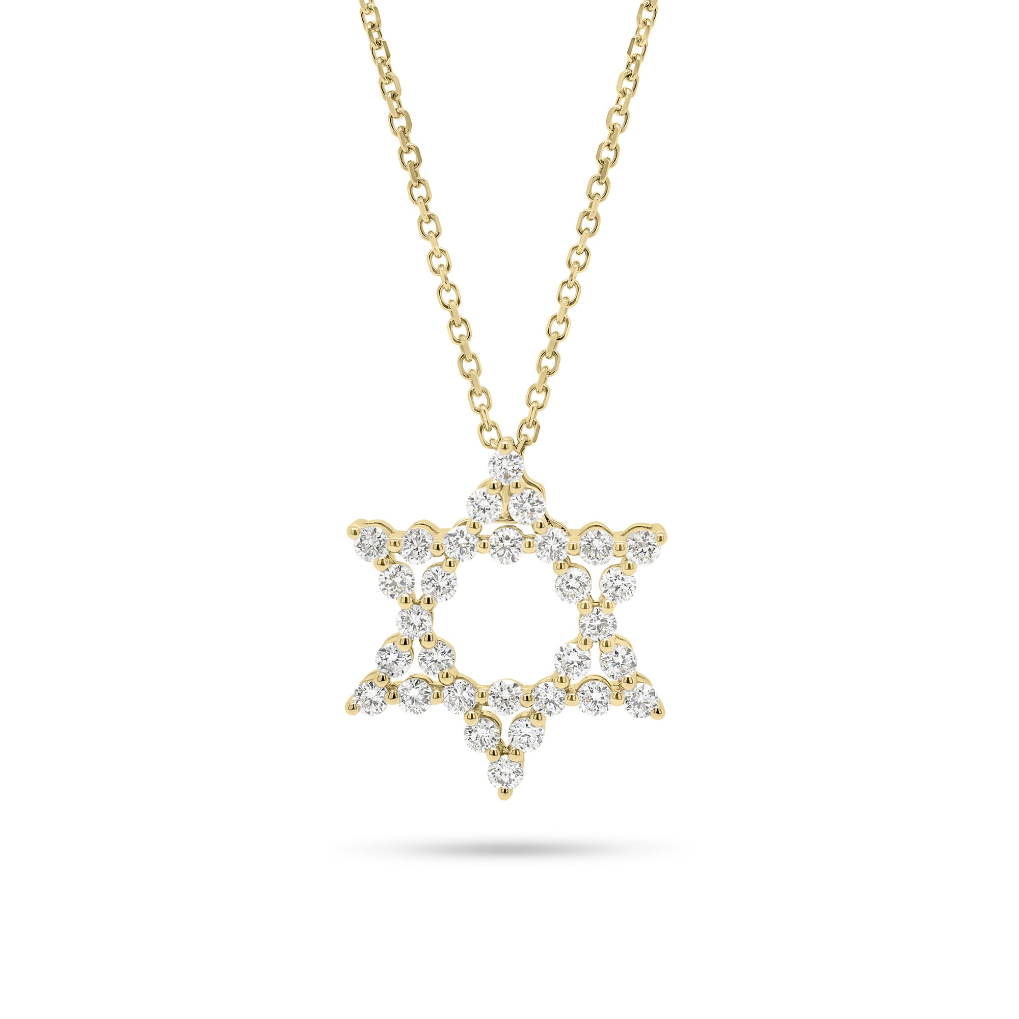 Round Diamond Star of David Pendant Necklace - 18K gold weighing 1.33 grams (pendant)  - 14K gold weighing 1.60 grams (necklace)  - 30 round diamonds weighing 0.62 carats