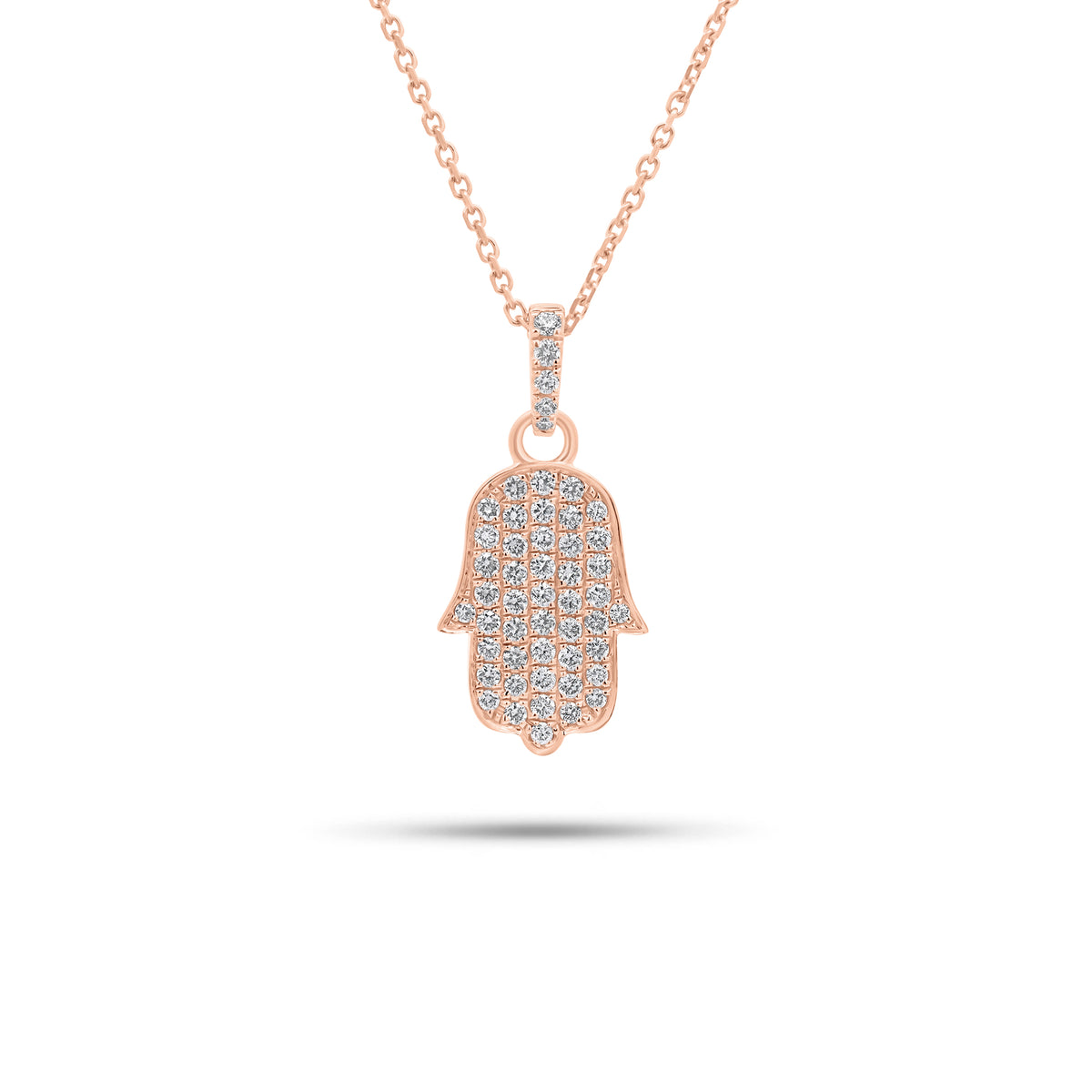 0.39 ct Diamond Hamsa Pendant - 18K gold weighing 1.09 grams - 14K gold weighing 1.60 grams - 51 round diamonds weighing 0.39 carats