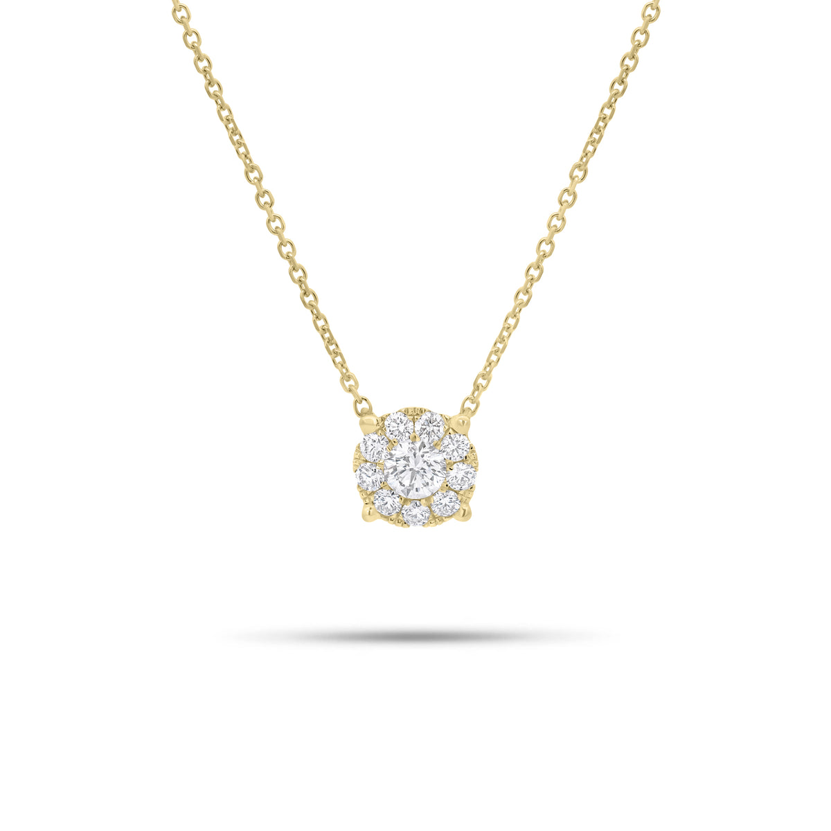 0.54 ct Diamond Halo Pendant Necklace - 14K gold weighing 2.20 grams - 0.27 ct round diamond - 9 round diamonds weighing 0.27 carats