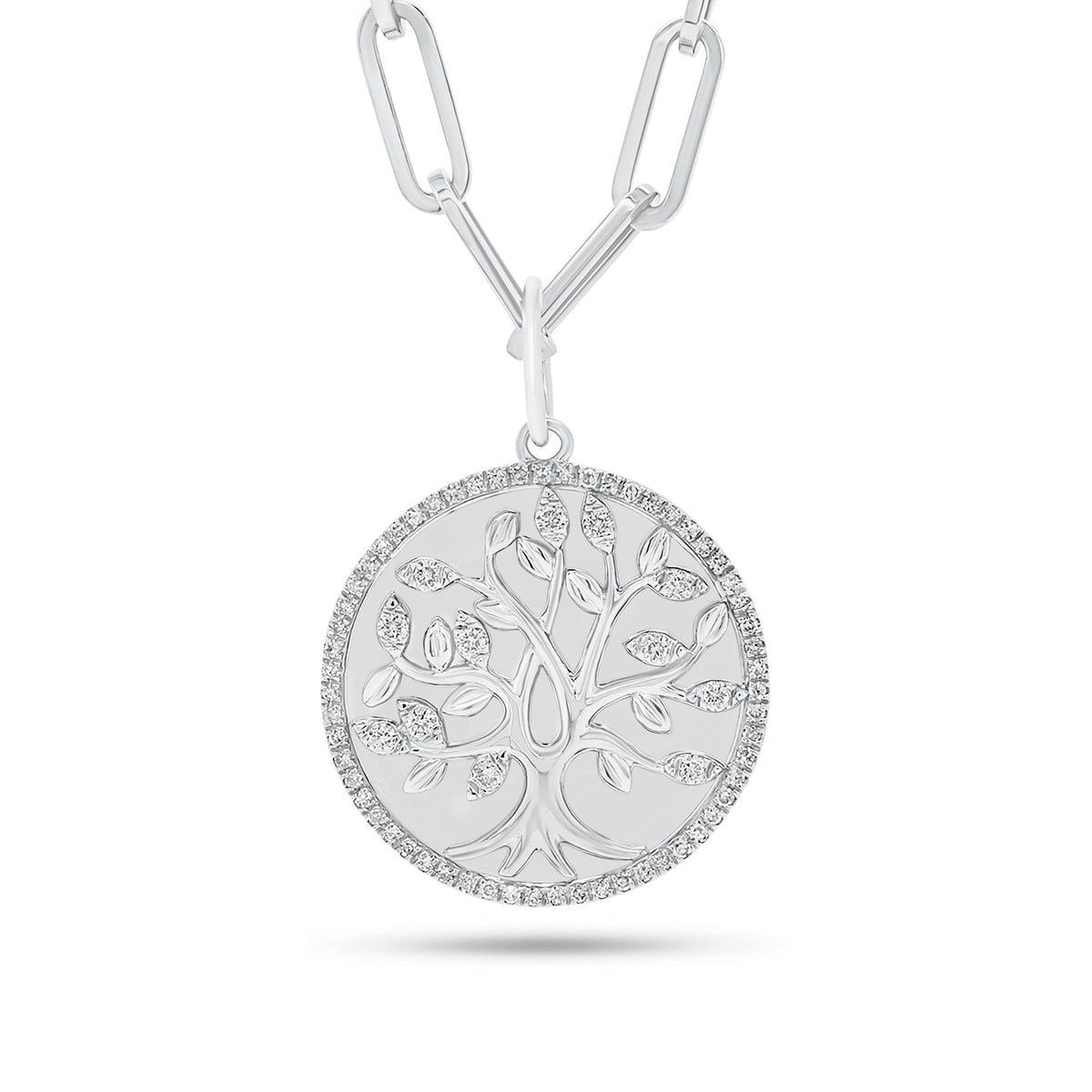 Diamond Tree of Life Circle Pendant - 14K gold weighing 3.24 grams - 71 round diamonds weighing 0.28 carats