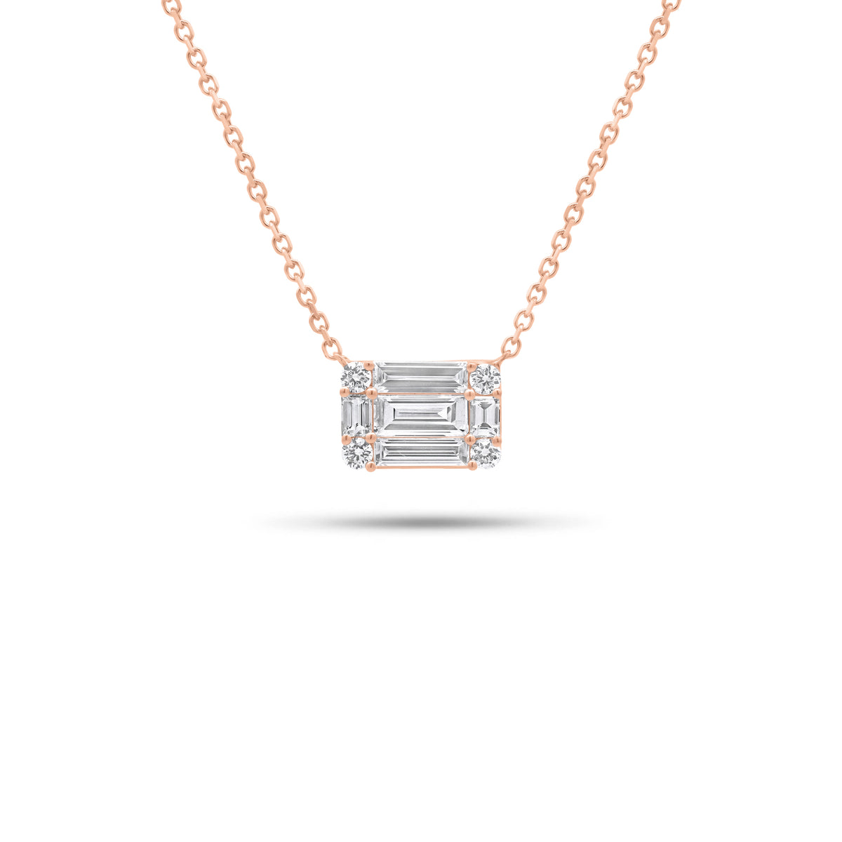 Emerald-Cut Diamond Illusion Pendant Necklace