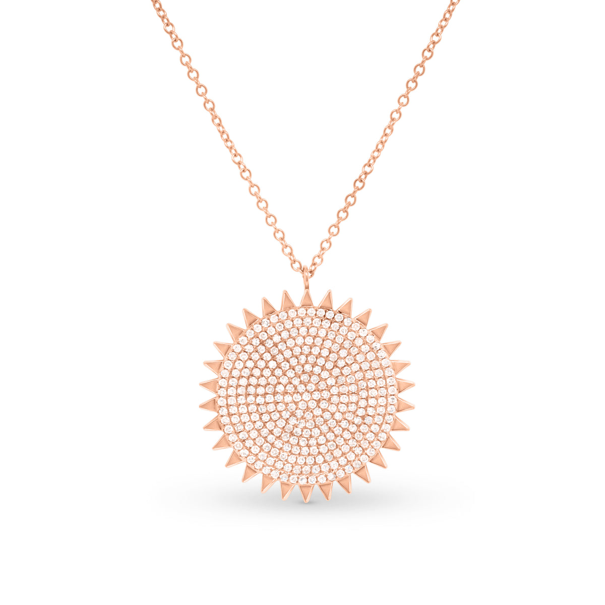 Diamond Sun Disc Pendant - 14K gold weighing 4.09 grams  - 282 round diamonds weighing 0.64 carats