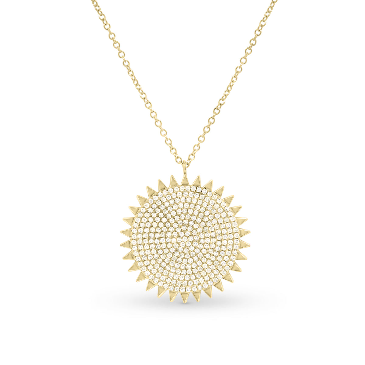 Diamond Sun Disc Pendant - 14K gold weighing 4.09 grams - 282 round diamonds weighing 0.64 carats