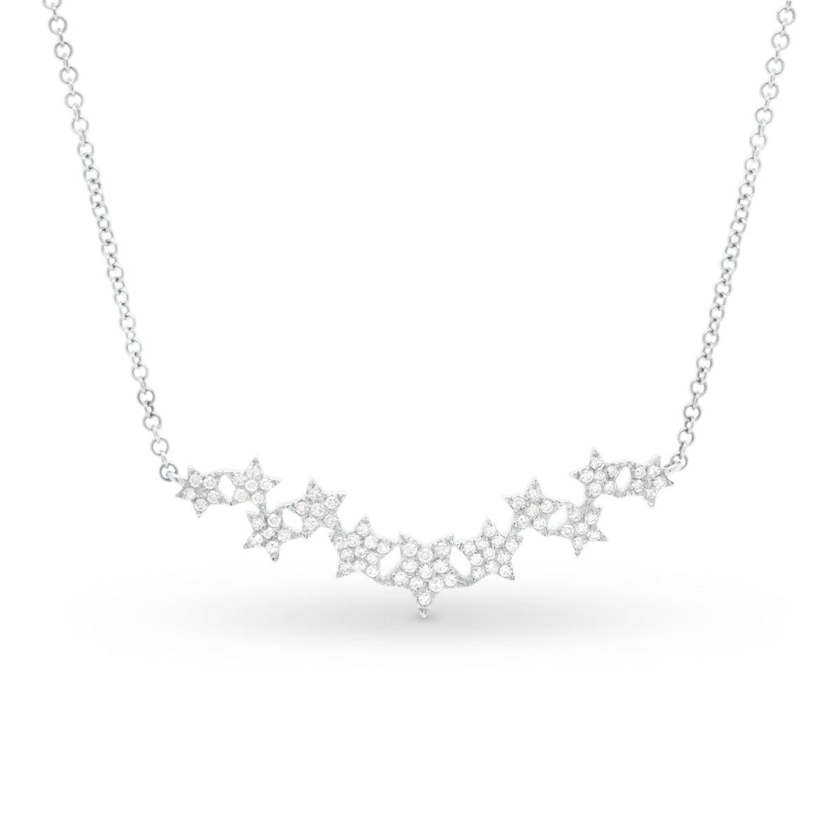 Diamond Star Bar Necklace - 14K gold weighing 1.98 grams - 79 round diamonds weighing 0.20 carats