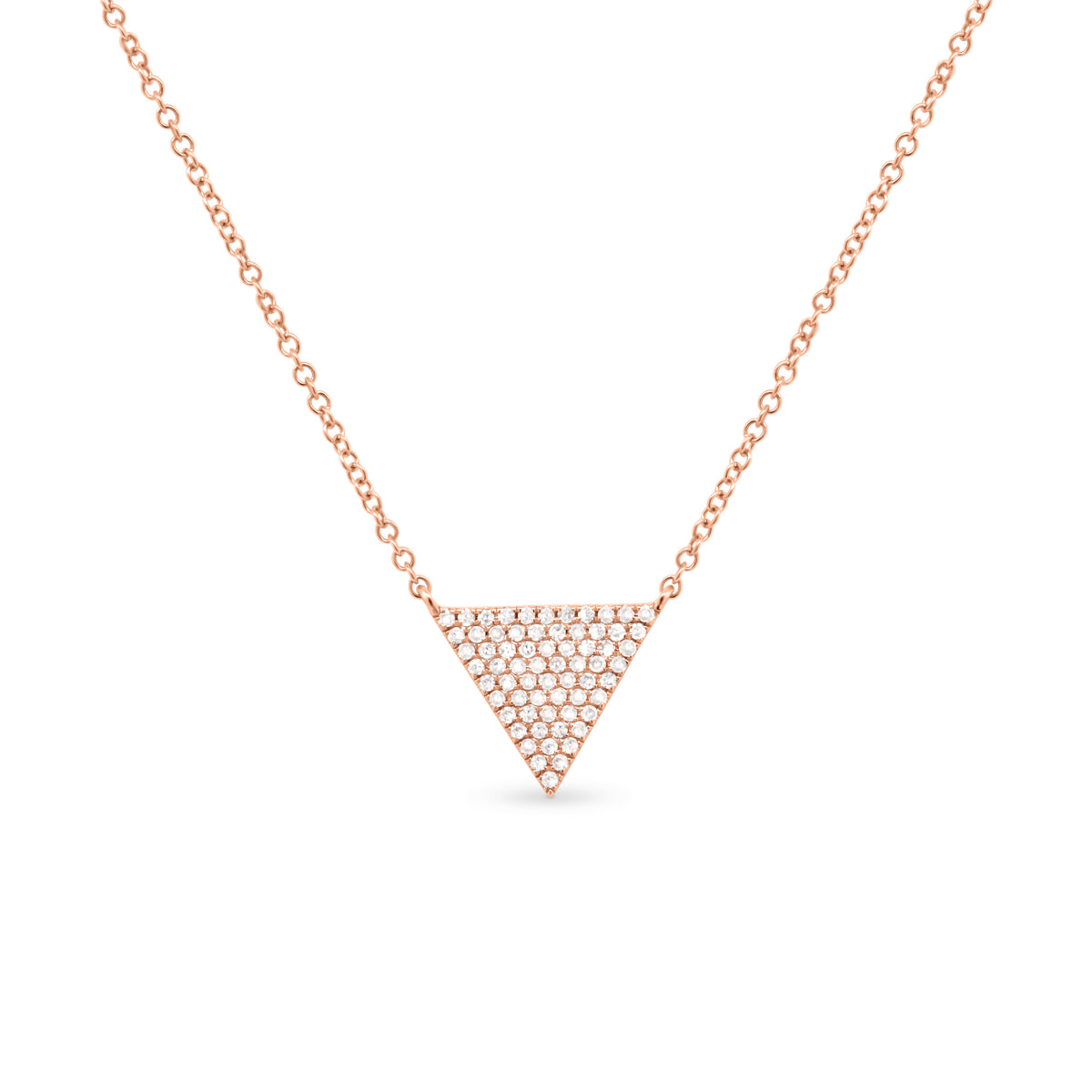 Diamond Triangle Pendant Necklace - 14K gold weighing 1.96 grams - 66 round diamonds weighing 0.17 carats