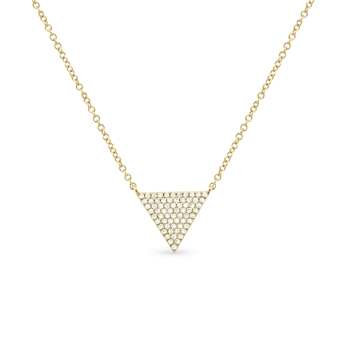 Diamond Triangle Pendant Necklace - 14K gold weighing 1.96 grams - 66 round diamonds weighing 0.17 carats