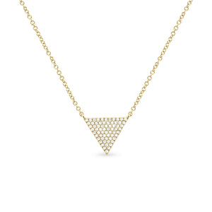 Diamond Triangle Pendant Necklace - 14K gold weighing 1.96 grams - 66 round diamonds weighing 0.17 carats