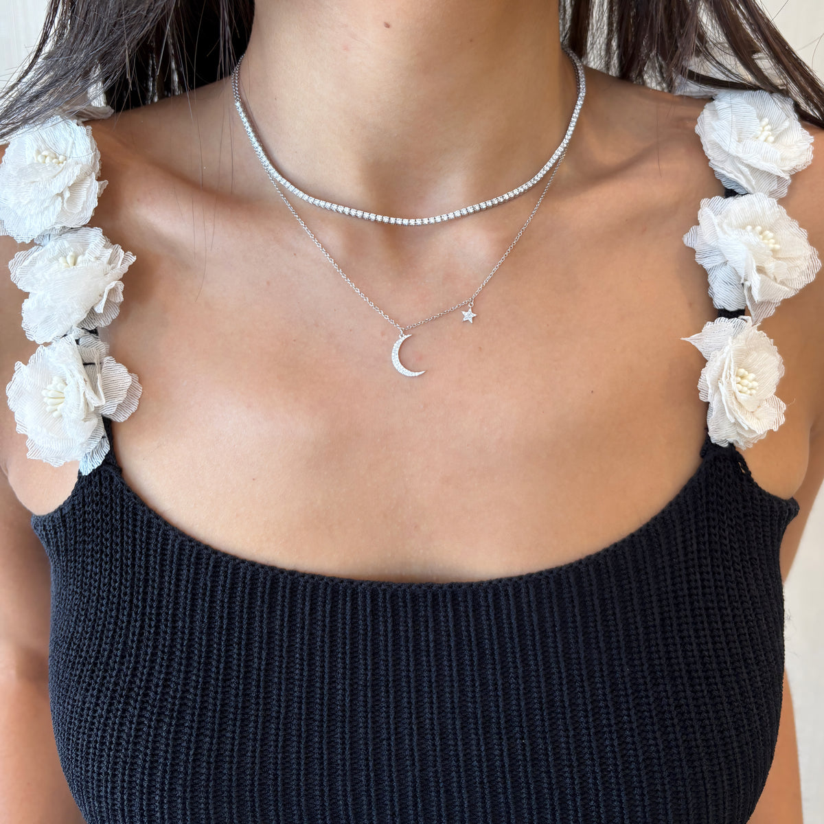 Diamond Moon & Star Necklace