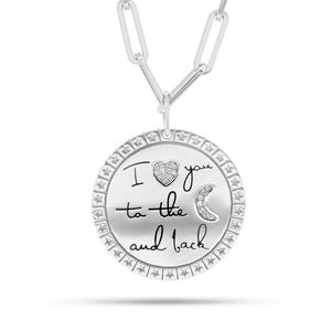Diamond "I love you to the moon and back" pendant - 14K gold weighing 6.16 grams  - 19 round diamonds weighing 0.06 carats'